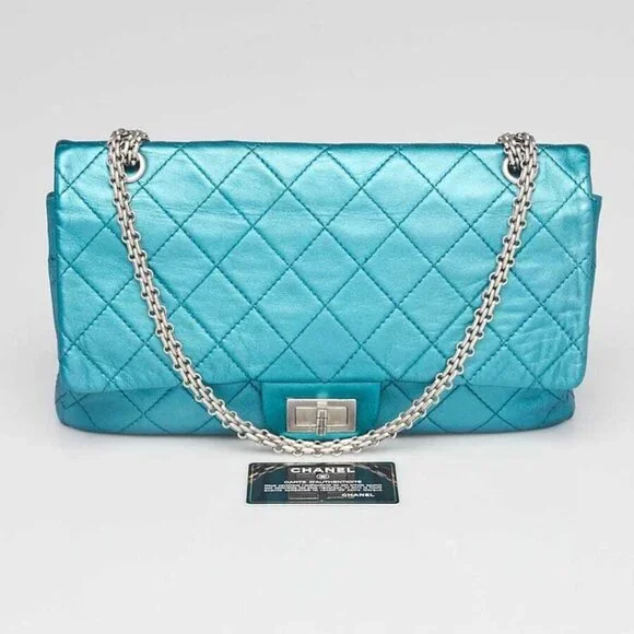 Chanel Turquoise 2.55 Reissue Quilted Classic Calfskin Leather 227 Jumbo Flap... Shoulder Bags